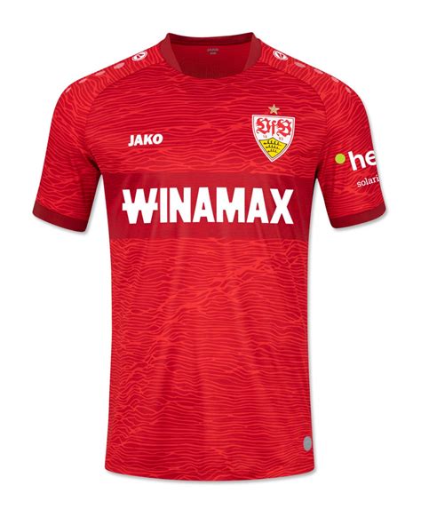 vfb auswärtstrikot 23 24|VfB Stuttgart Auswärtstrikot 23 24 rot Jako VfB 1893 Away Shirt。